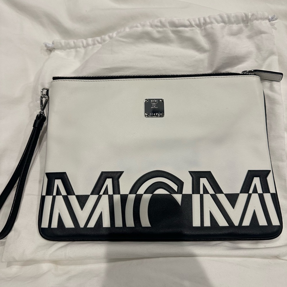 MCM Black and White wristlet